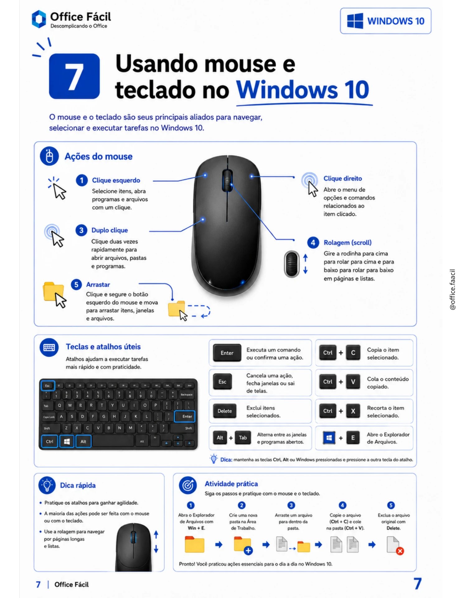 Página sobre mouse e teclado no Windows 10